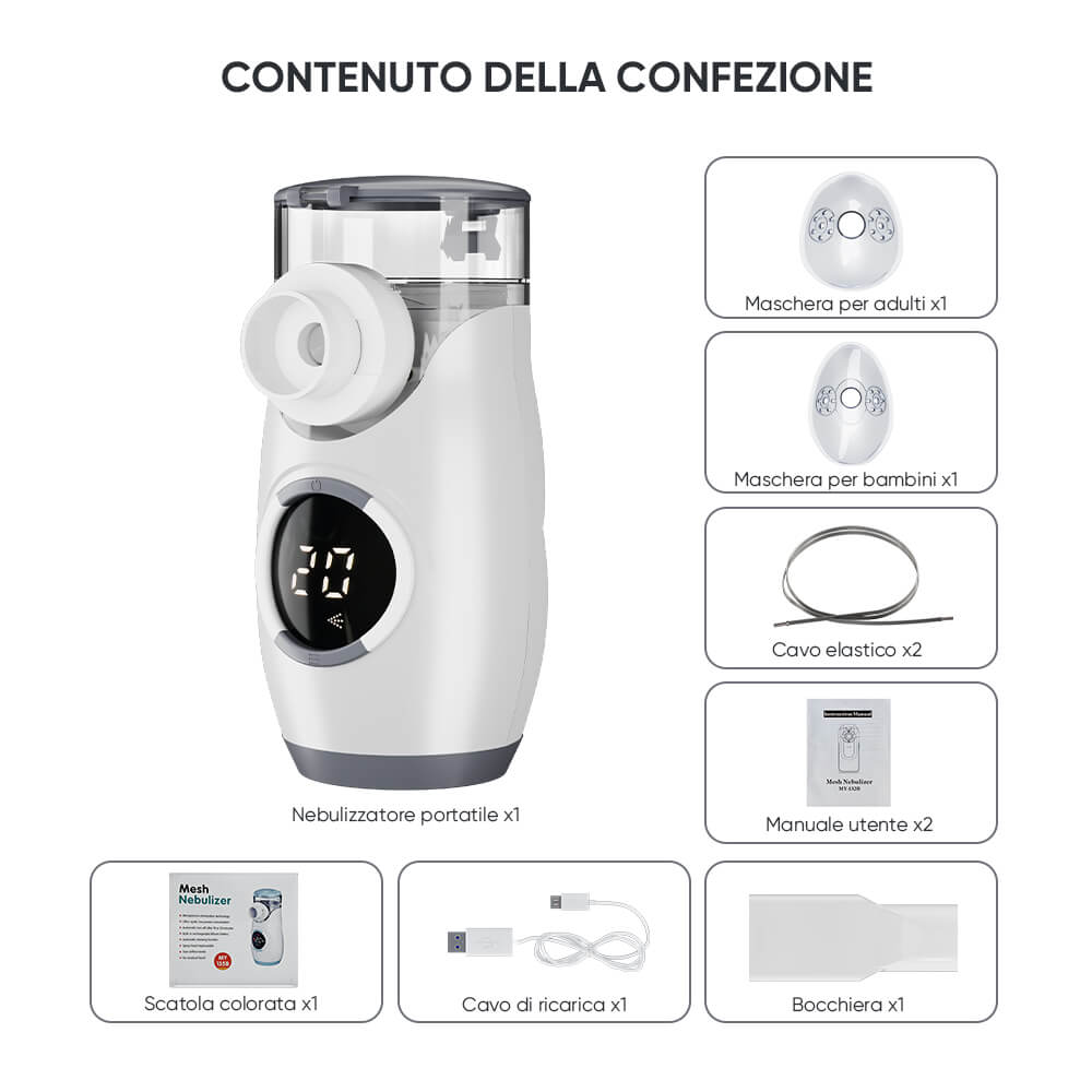 VARON, aerosolatore portatile modello MY-135B per la nebulizzazione di farmaci