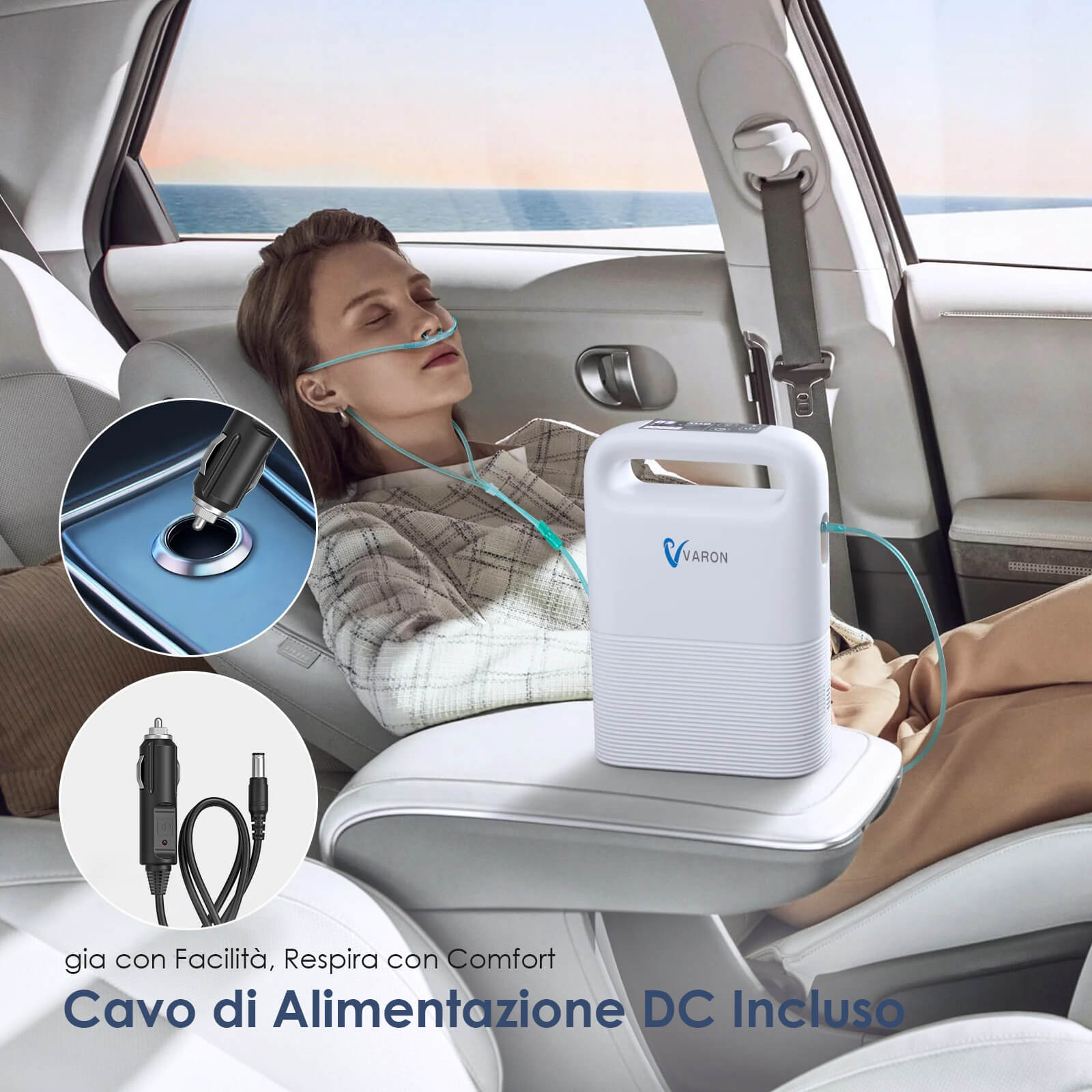 Concentratore di ossigeno portatile VARON VP-2, flusso pulsato 1–5 livelli