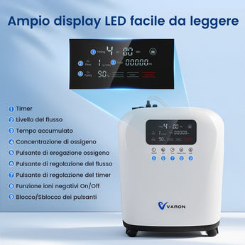 VARON VH-4 Concentratore di ossigeno domestico | Flusso continuo regolabile, certificato CE (1–9 livelli)