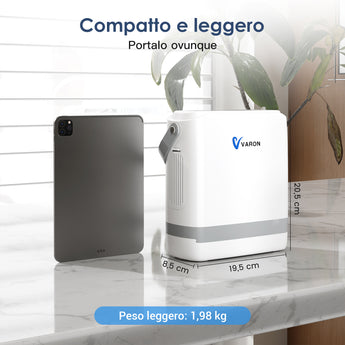 VARON VP-8G | Concentratore di ossigeno portatile con tecnologia a dose pulsata (8 livelli regolabili)