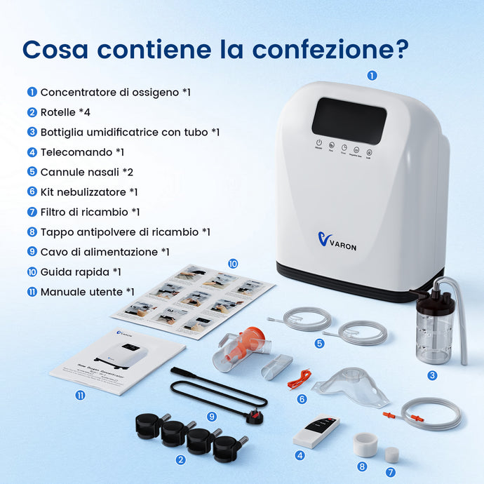 VARON VH-4 Concentratore di ossigeno domestico | Flusso continuo regolabile, certificato CE (1–9 livelli)