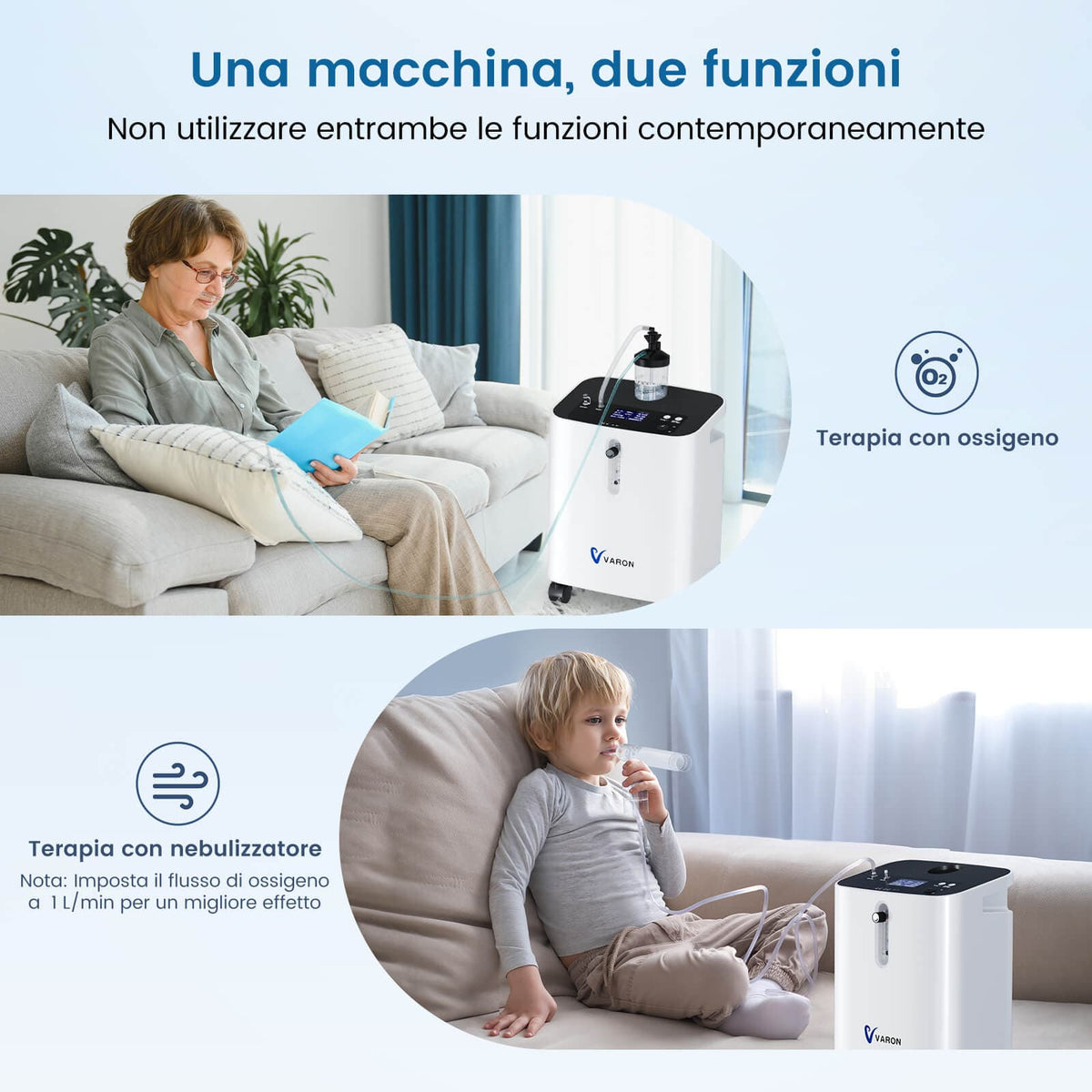 VARON VH-3 PRO | Concentratore di ossigeno per uso domestico, erogazione continua, certificazione CE (1–10 livelli)
