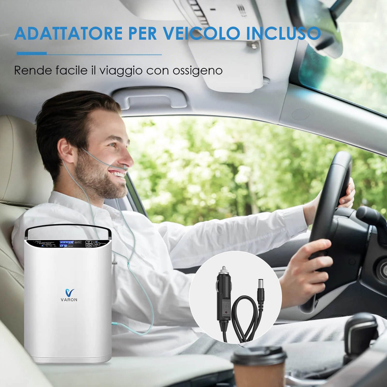 Concentratore di ossigeno portatile VARON VP-1, flusso pulsato 1–5 livelli