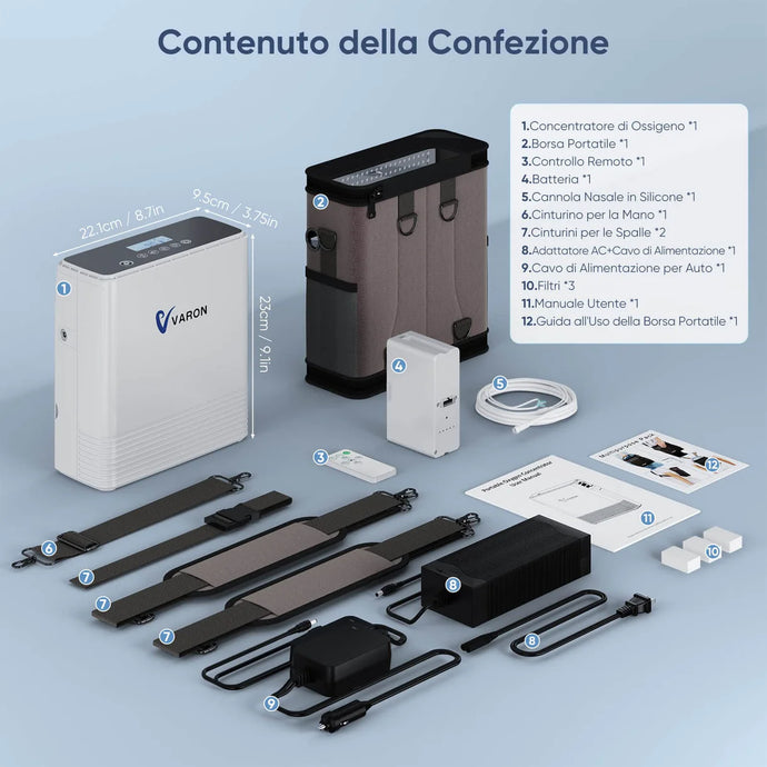 VARON VP-6 Portable Oxygen Generator, provides continuous oxygen from 1 to 6 liters/min.