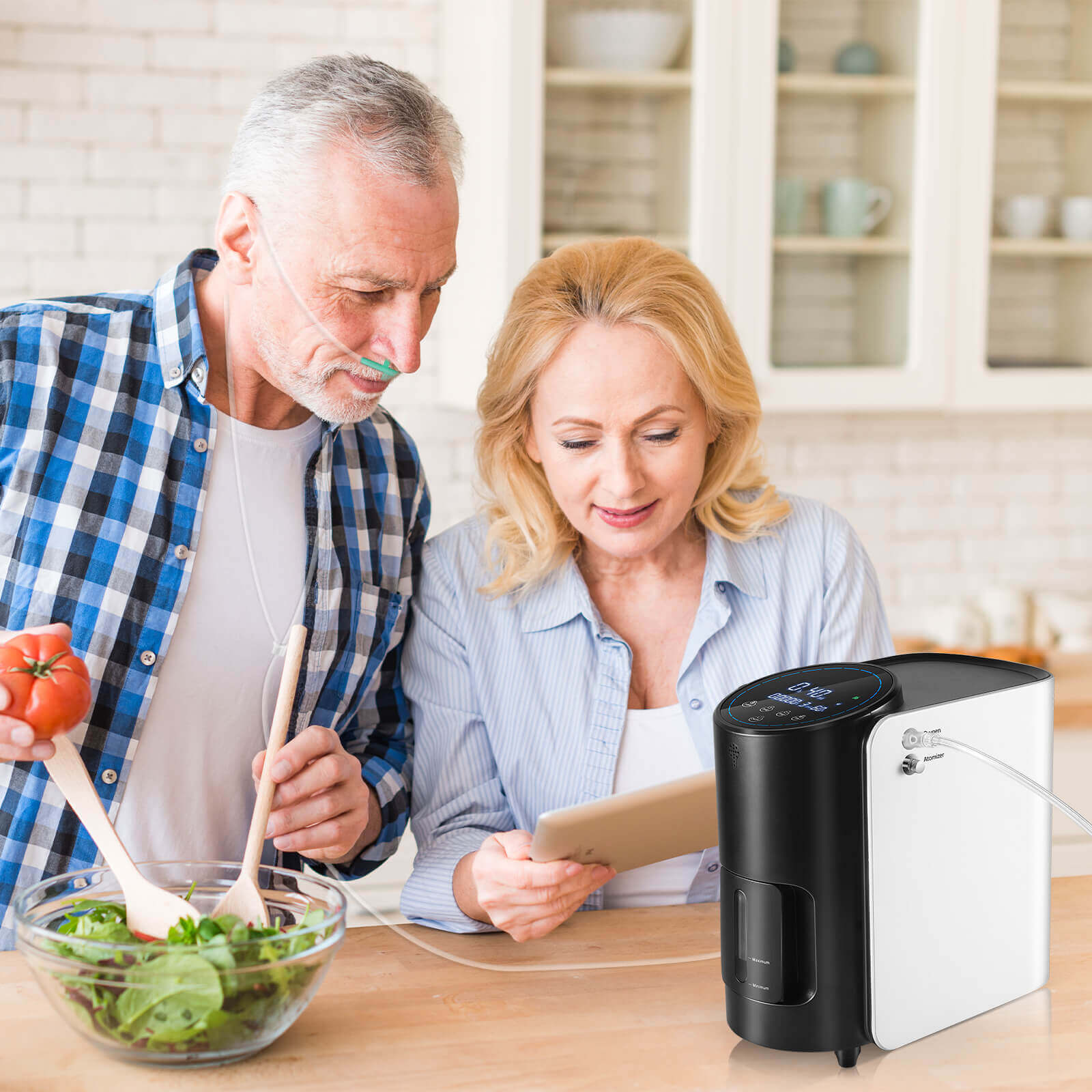 Concentratore di ossigeno VARON VH-1 per uso domestico, 1–7 L/min regolabile