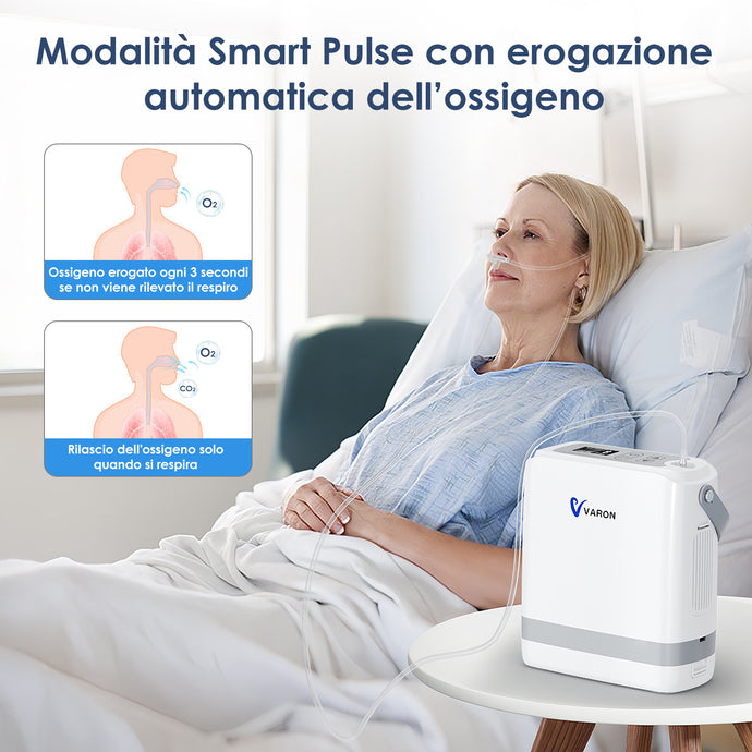 VARON VP-8G | Concentratore di ossigeno portatile con tecnologia a dose pulsata (8 livelli regolabili)