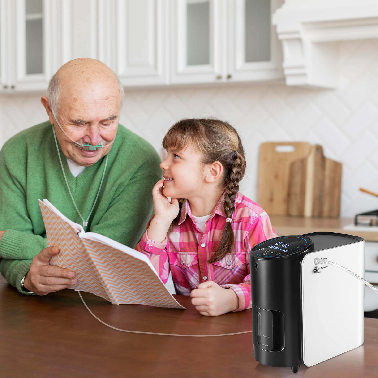 Concentratore di ossigeno VARON VH-1 per uso domestico, 1–7 L/min regolabile