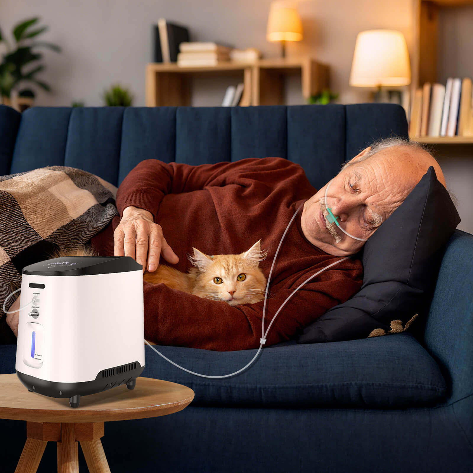 Concentratore di ossigeno VARON VH-2 per uso domestico, 1–7 L/min regolabile