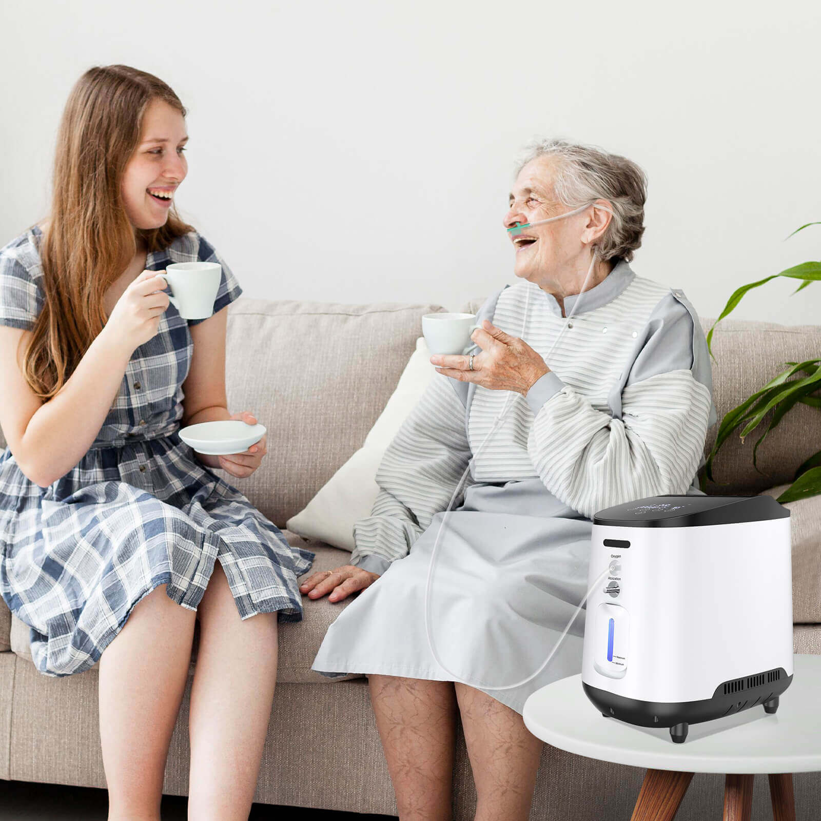 Concentratore di ossigeno VARON VH-2 per uso domestico, 1–7 L/min regolabile