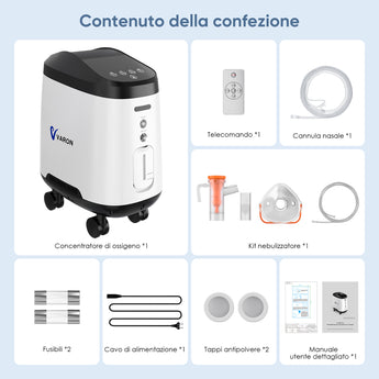 VARON VH-2 PRO Concentratore di ossigeno domestico | Flusso continuo regolabile, certificato CE (9 livelli)