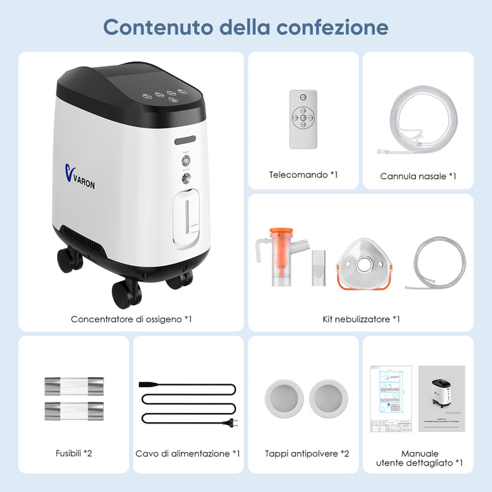VARON VH-2 PRO Concentratore di ossigeno domestico | Flusso continuo regolabile, certificato CE (9 livelli)