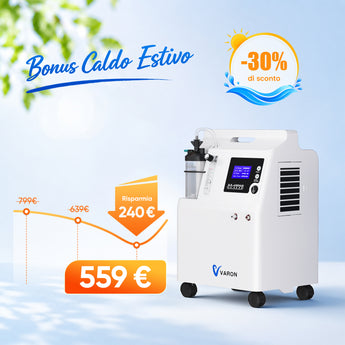VARON Serene 5 | Concentratore di ossigeno domestico di grado medico approvato FDA, flusso 0,5–5 L/min