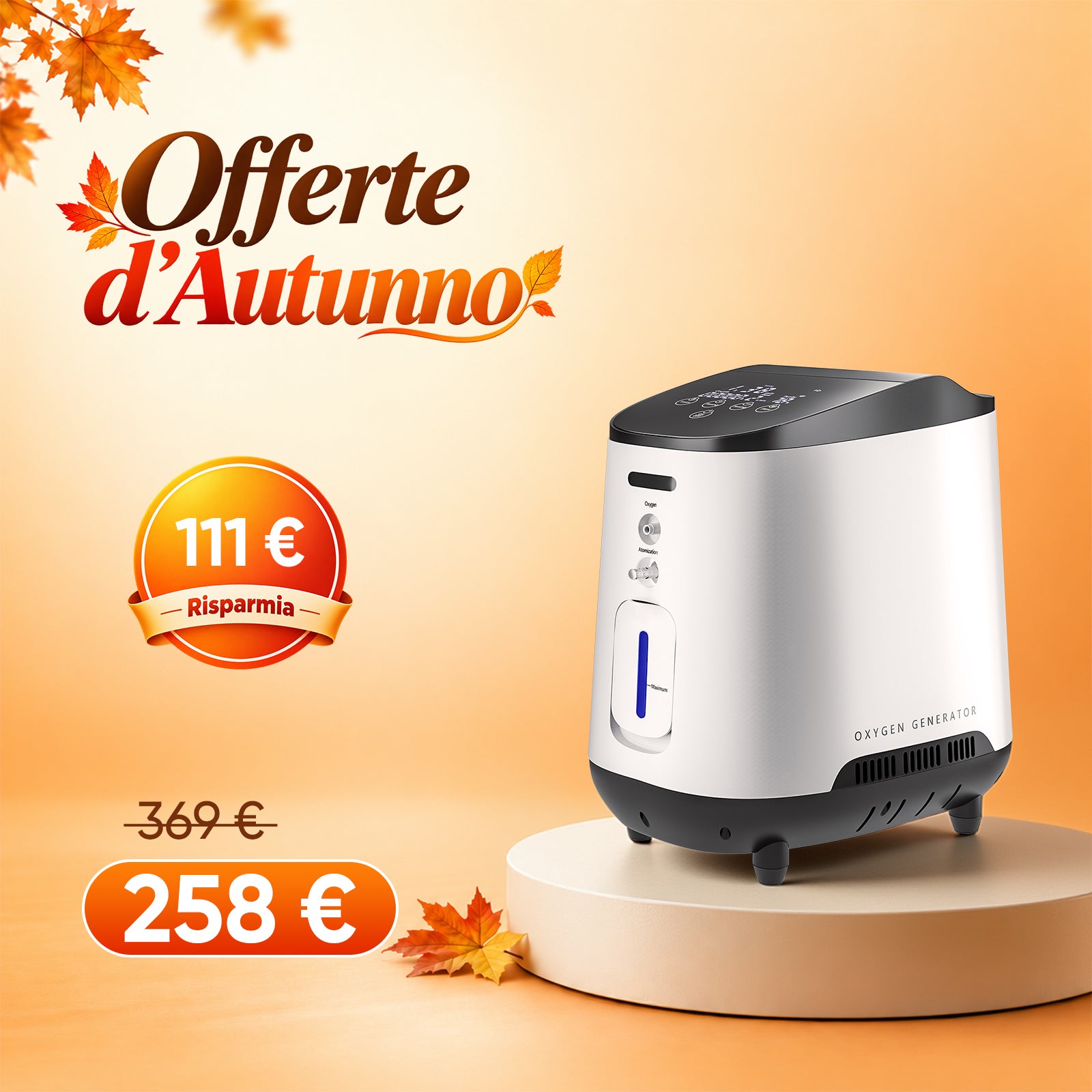 VARON VH-2 | Concentratore di ossigeno domestico, erogazione continua, funzionamento 24/7, certificazione CE