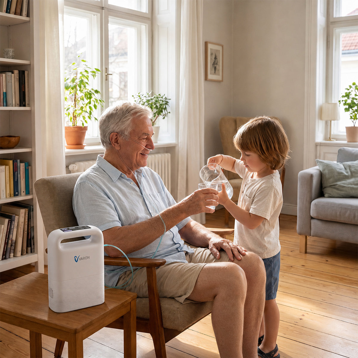 VARON VP-2 Portable Oxygen Generator, 5 liters/minute pulsed oxygen delivery system.