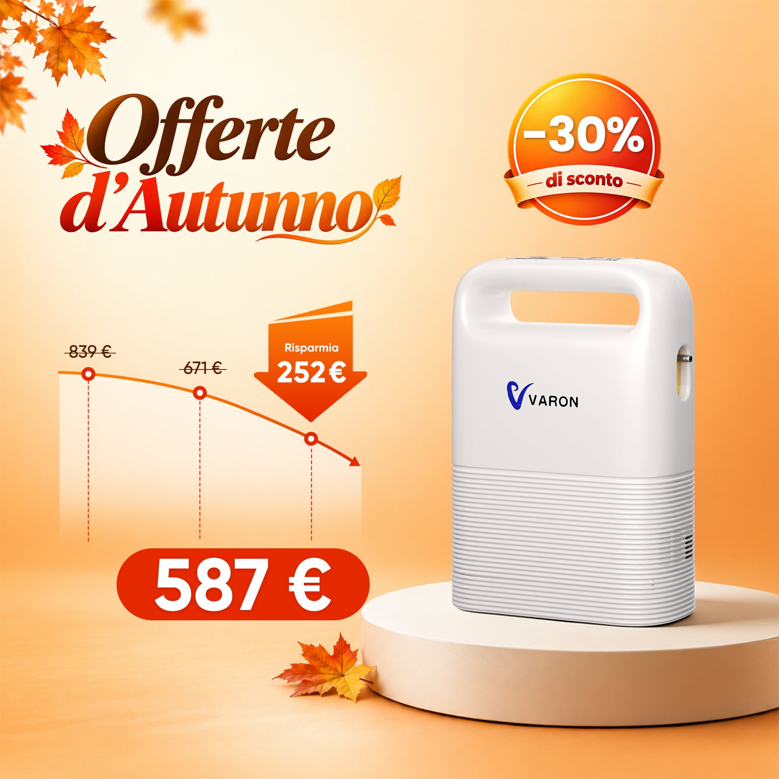 VARON VP-2 | Concentratore di ossigeno portatile a flusso pulsato, con batteria, ossigeno al 93%, lunga durata della batteria, certificazione CE