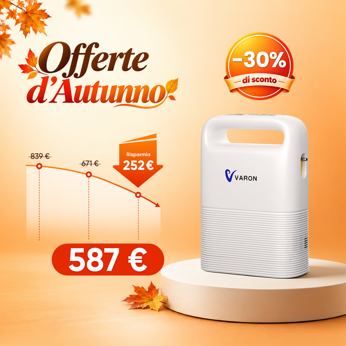 VARON VP-2 | Concentratore di ossigeno portatile a flusso pulsato, con batteria, ossigeno al 93%, lunga durata della batteria, certificazione CE
