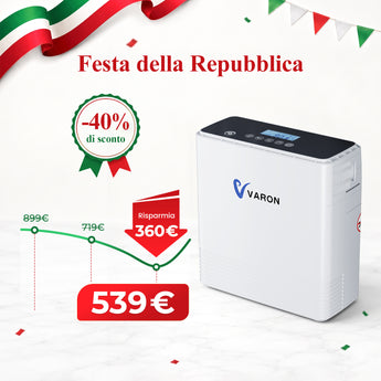 VARON VP-6 Portable Oxygen Generator, provides continuous oxygen from 1 to 6 liters/min.