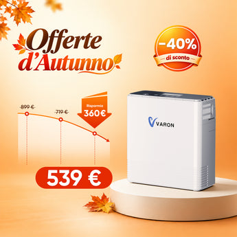 VARON VP-6 | Concentratore di ossigeno portatile a flusso continuo, con batteria, controllo a 6 livelli, certificazione CE