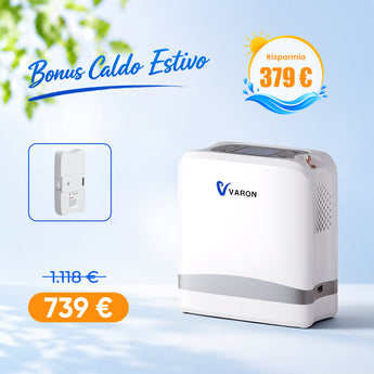VARON VP-8 Lite | Concentratore di ossigeno portatile da 2 kg con flusso pulsato a 7 livelli