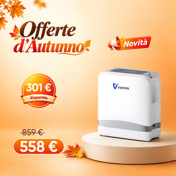 VARON VP-8 Lite | Concentratore di ossigeno portatile da 2 kg con flusso pulsato a 7 livelli