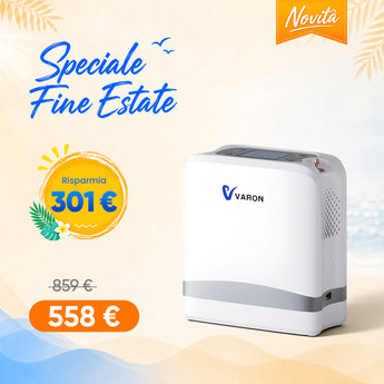 VARON VP-8 Lite | Concentratore di ossigeno portatile da 2 kg con flusso pulsato a 7 livelli